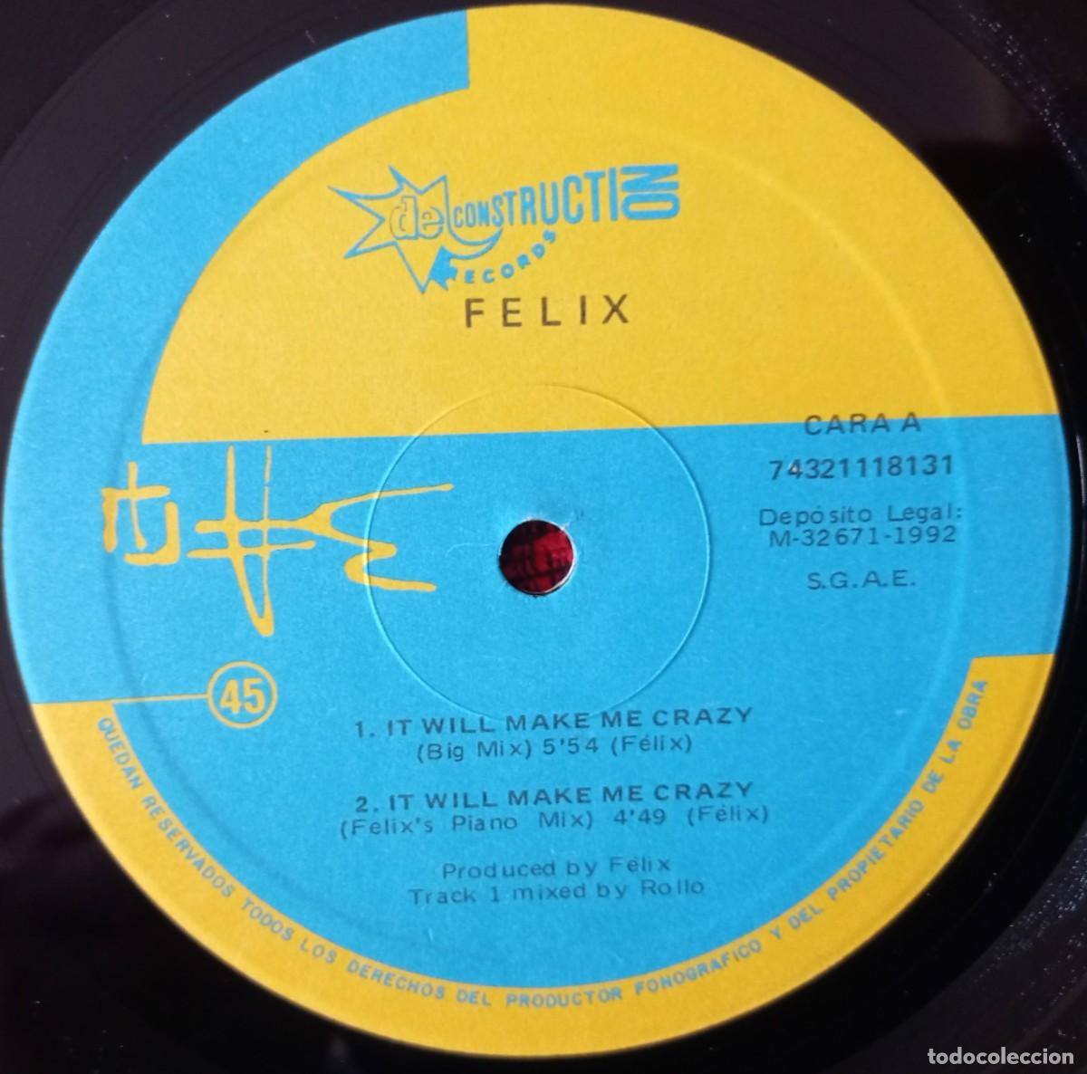 Discos de vinilo: FELIX ** It Will Make Me Crazy ** MAXI SINGLE VINILO 1992 - Foto 3