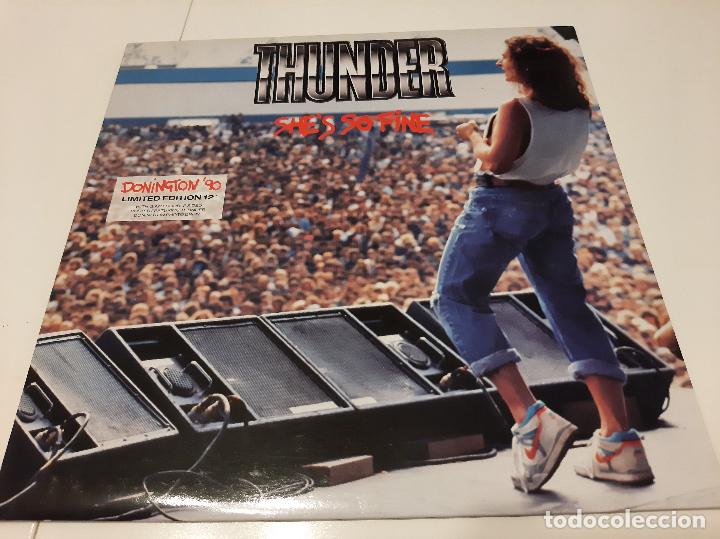 Discos de vinilo: THUNDER -SHES SO FINE- (1989) MAXI-SINGLE + POSTER - Foto 1