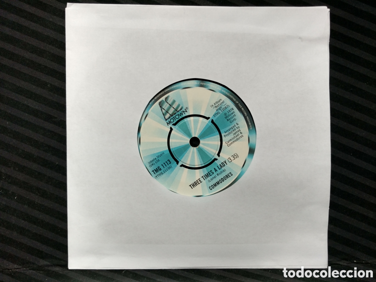 Discos de vinilo: Commodores - Three Times A Lady (7&rdquo;, Single, Pus) Edici&oacute;n UK - Foto 1