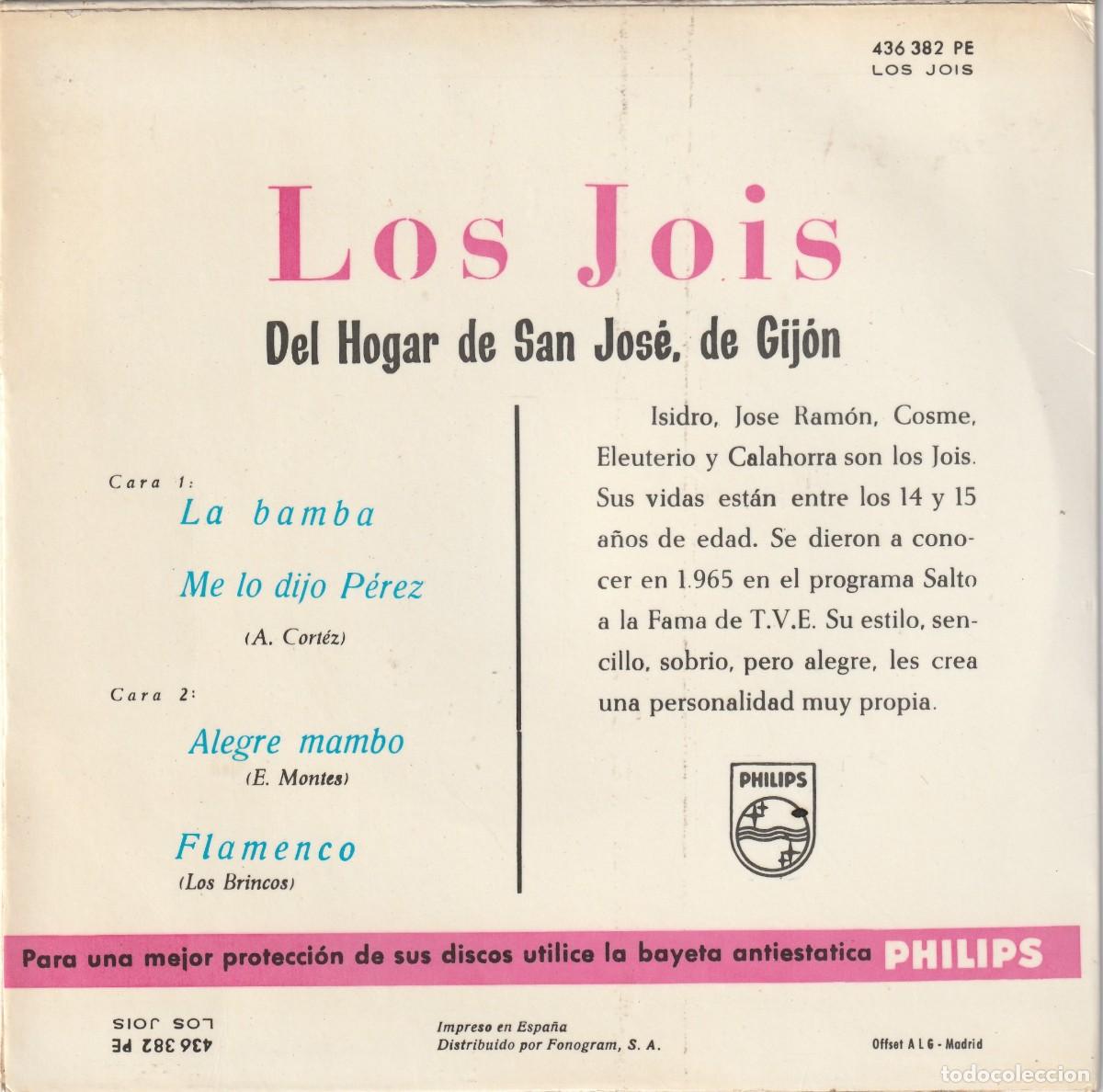 Discos de vinilo: LOS JOIS - LA BAMBA + 3 (EP PHILIPS 1965) - Foto 2
