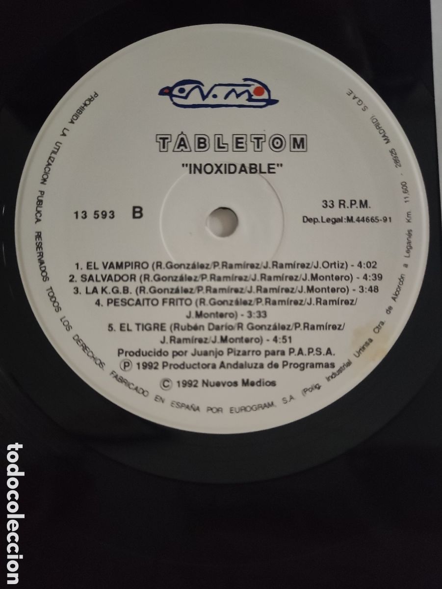 Discos de vinilo: Tabletom &ndash; Inoxidable - Nuevos Medios &ndash; 13593LE - 1992 - Foto 4