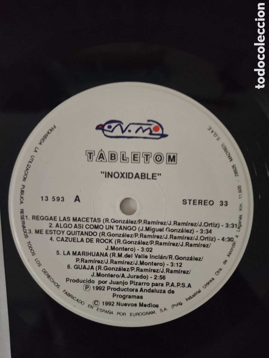 Discos de vinilo: Tabletom &ndash; Inoxidable - Nuevos Medios &ndash; 13593LE - 1992 - Foto 5