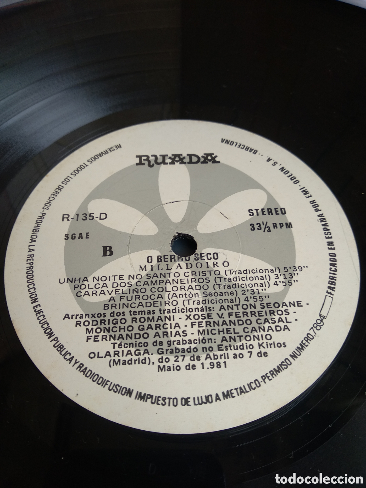 Discos de vinilo: *O BERRO SECO, MILLADOIRO, SPAIN, RUADA, 1981 LT.2 - Foto 5