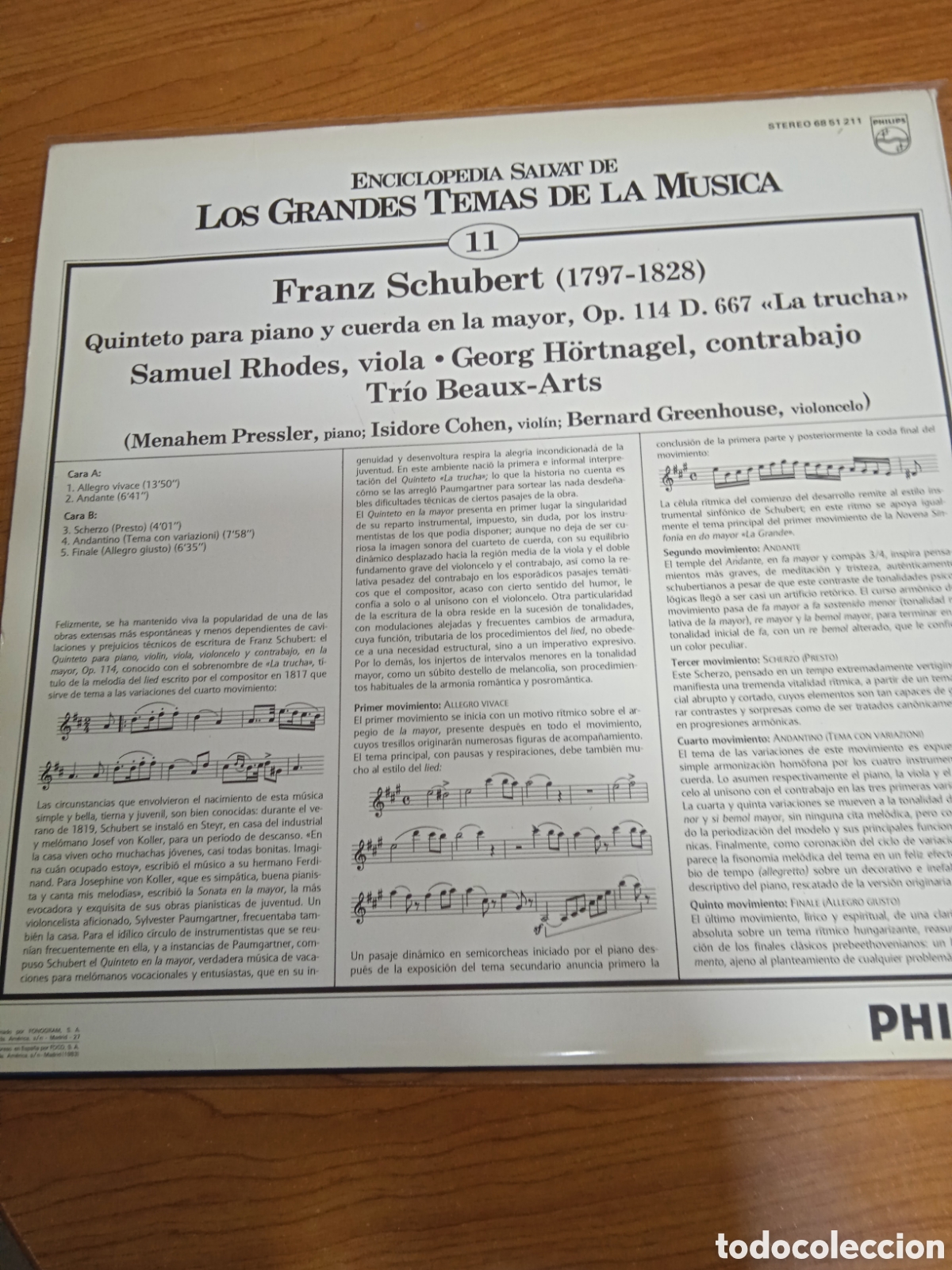 Discos de vinilo: Franz schubert - quinteto para piano.... - Foto 2