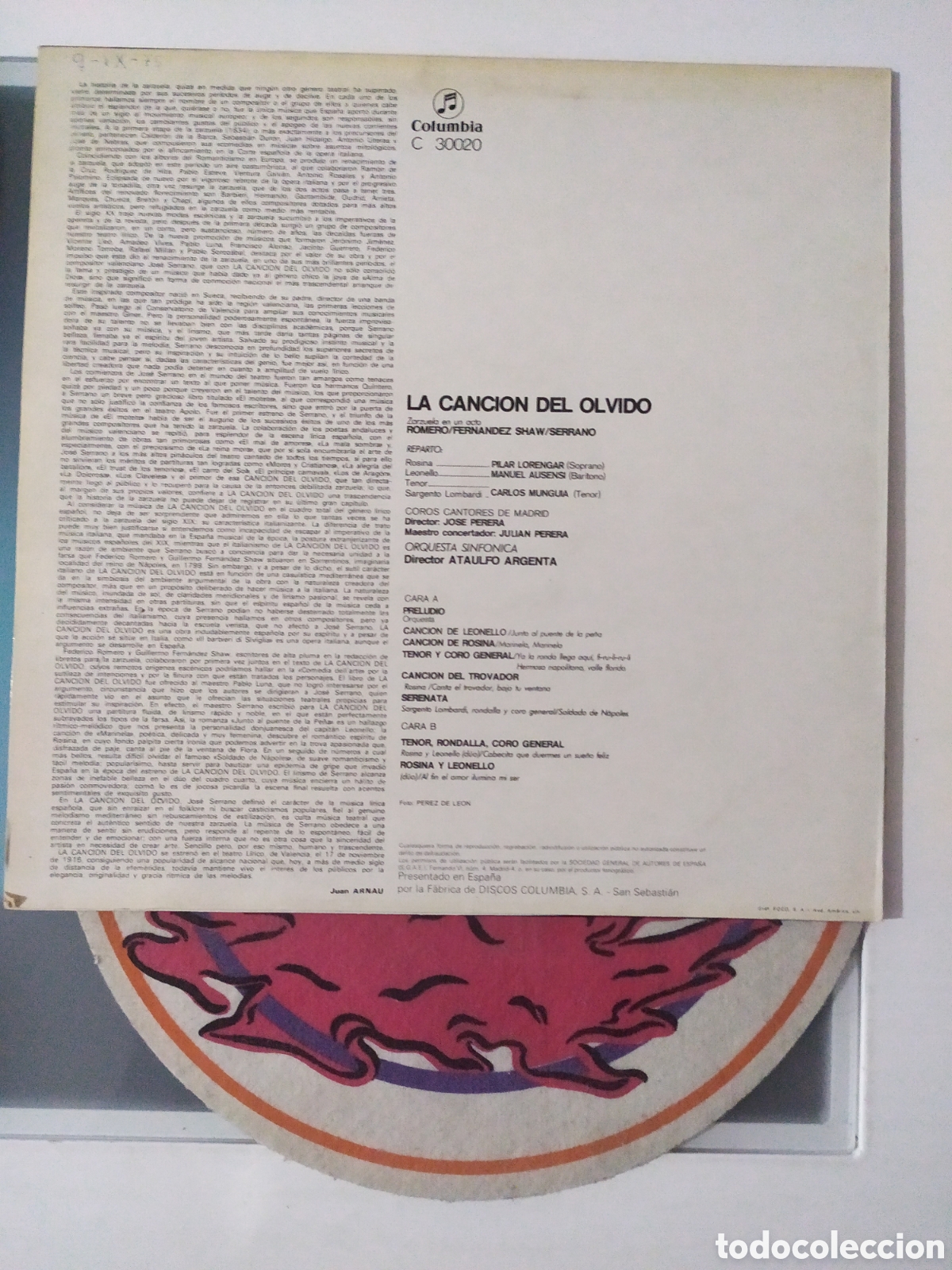Discos de vinilo: Lp La canci&oacute;n del olvido - Foto 2