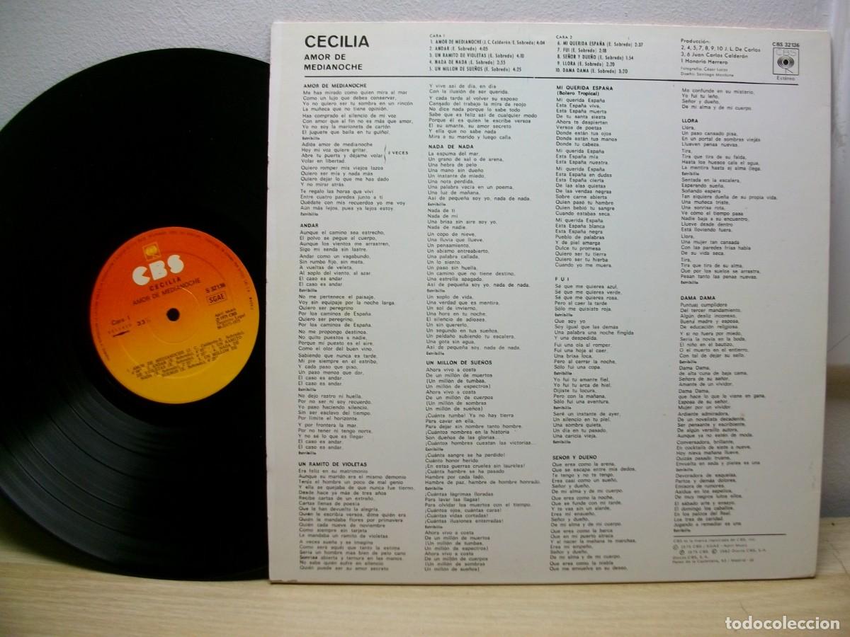 Discos de vinilo: Cecilia &ndash; Amor De Medianoche LP - Foto 2