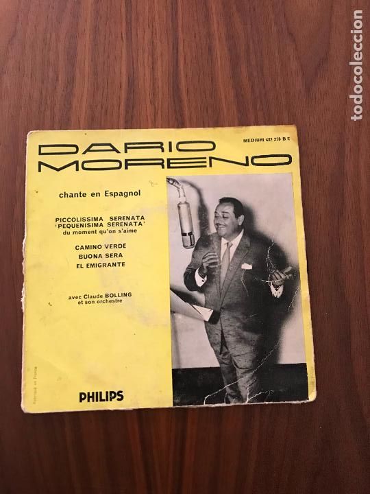Discos de vinilo: DARIO MORENO , CHANTE EN ESPAGNOL , SINGLE , PHILIPS - Foto 1