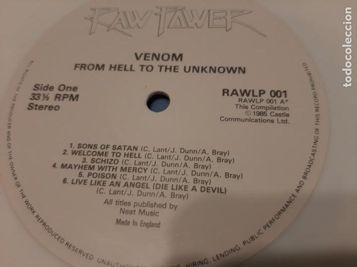 Discos de vinilo: VENOM -FROM HELL TO THE UNKNOWN- (1985) 2 X LP DISCO VINILO - Foto 3