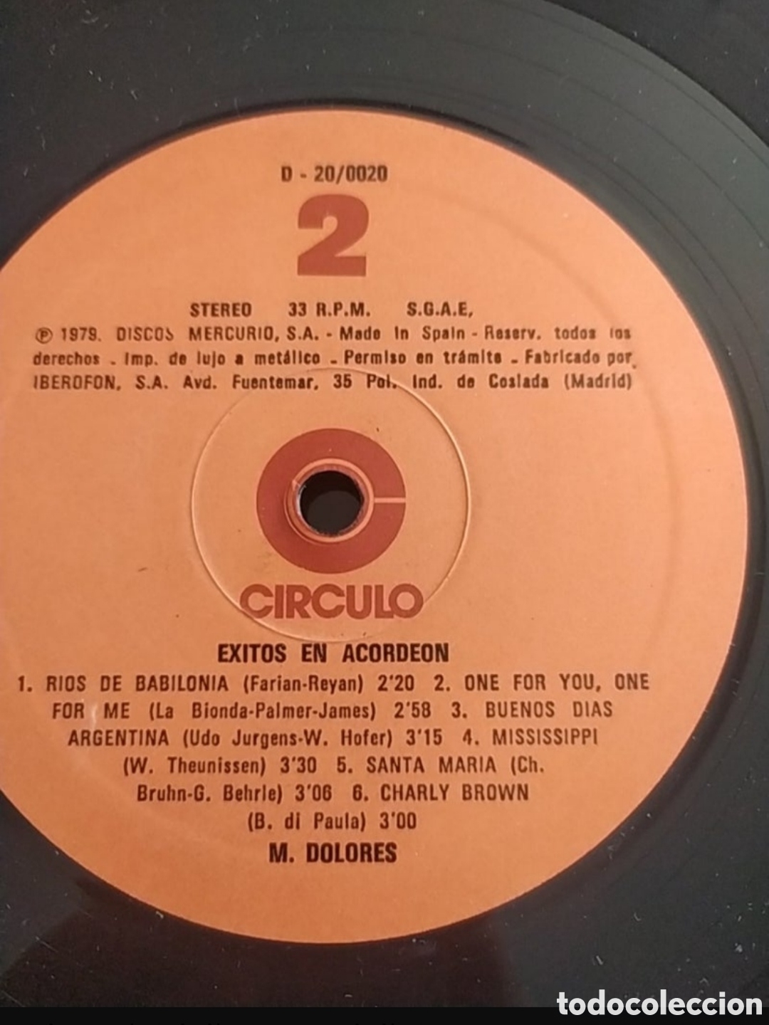 Discos de vinilo: Lp M. Dolores. &Eacute;xitos en Acorde&oacute;n - Foto 4