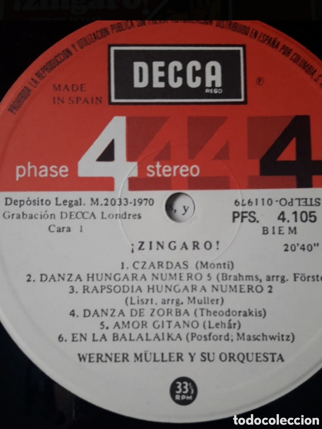 Discos de vinilo: Lp Werner Muller y su orquesta. Zingaro - Foto 3