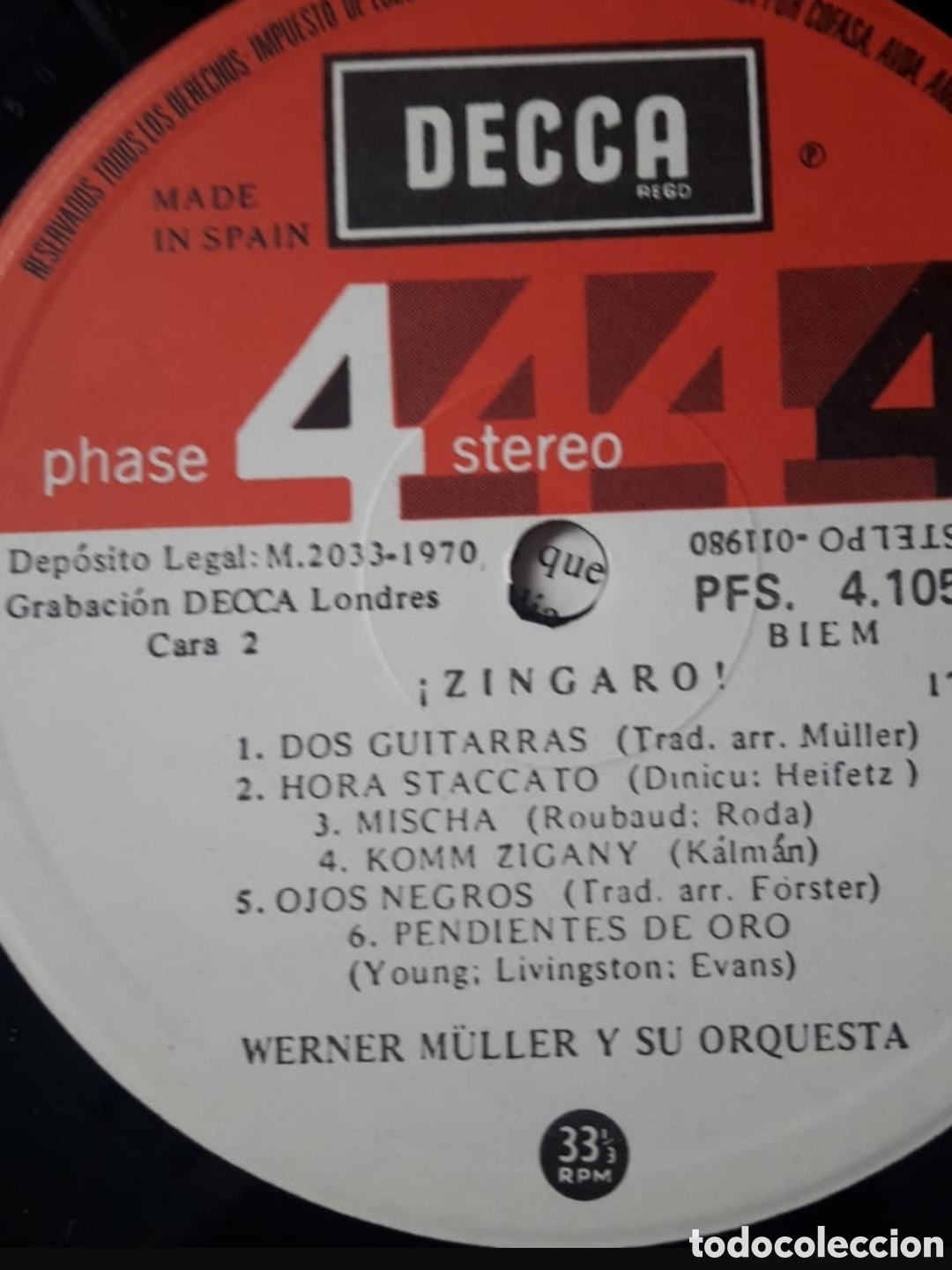 Discos de vinilo: Lp Werner Muller y su orquesta. Zingaro - Foto 4