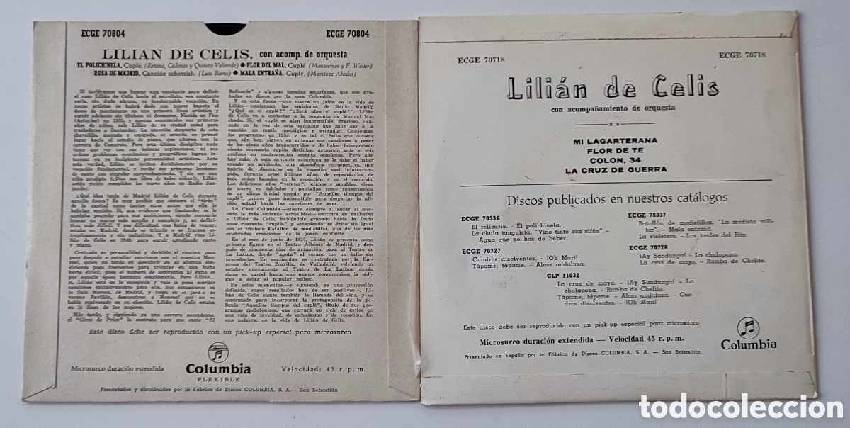 Discos de vinilo: 2 eps Lilian de Celis - Foto 2