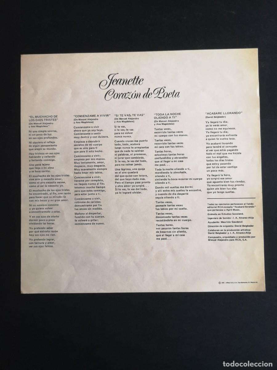 Discos de vinilo: LP Vinilo Jeanette Corazon de Poeta - Foto 6