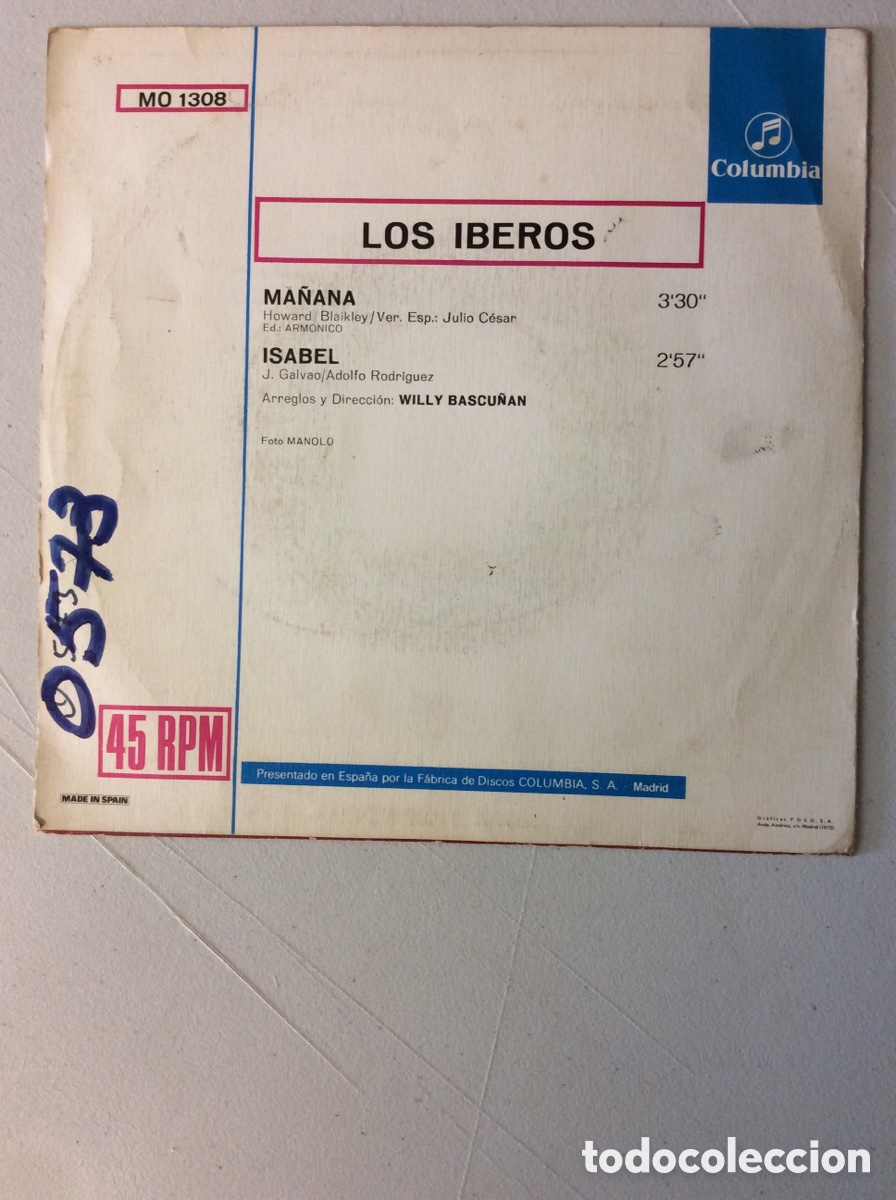 Discos de vinilo: Los Iberos. Ma&ntilde;ana. Isabel. - Foto 2