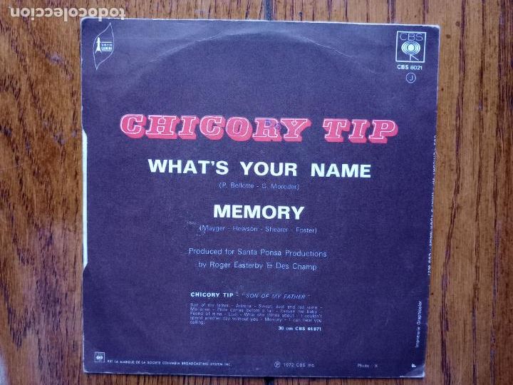 Discos de vinilo: Chicory tip - whats tour name + memory - Foto 3