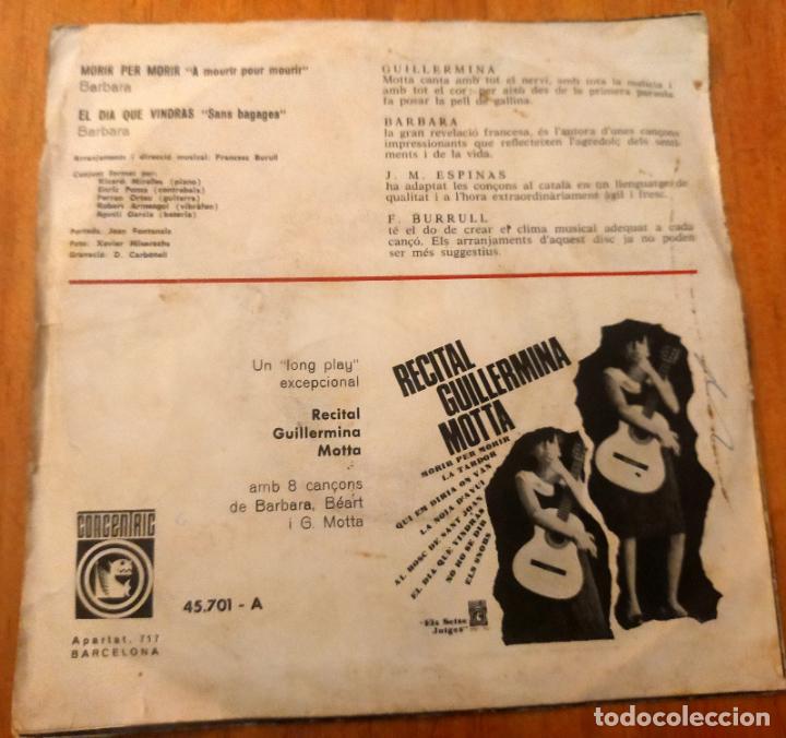 Discos de vinilo: GUILLERMINA MOTA - MORIR PER AMOR - SINGLE - Foto 2