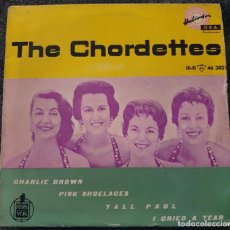 Discos de vinilo: CHORDETTES EP SPAIN 1959 - GIRL GROUP - CHARLIE BROWN (COASTERS) + VERS DODIE STEVENS, LAVERN BAKER. Lote 371712391