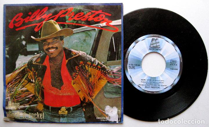 Discos de vinilo: Billy Preston - Hope / Sock-It, Rocket - Single Motown / Belter 1981 BPY - Foto 1