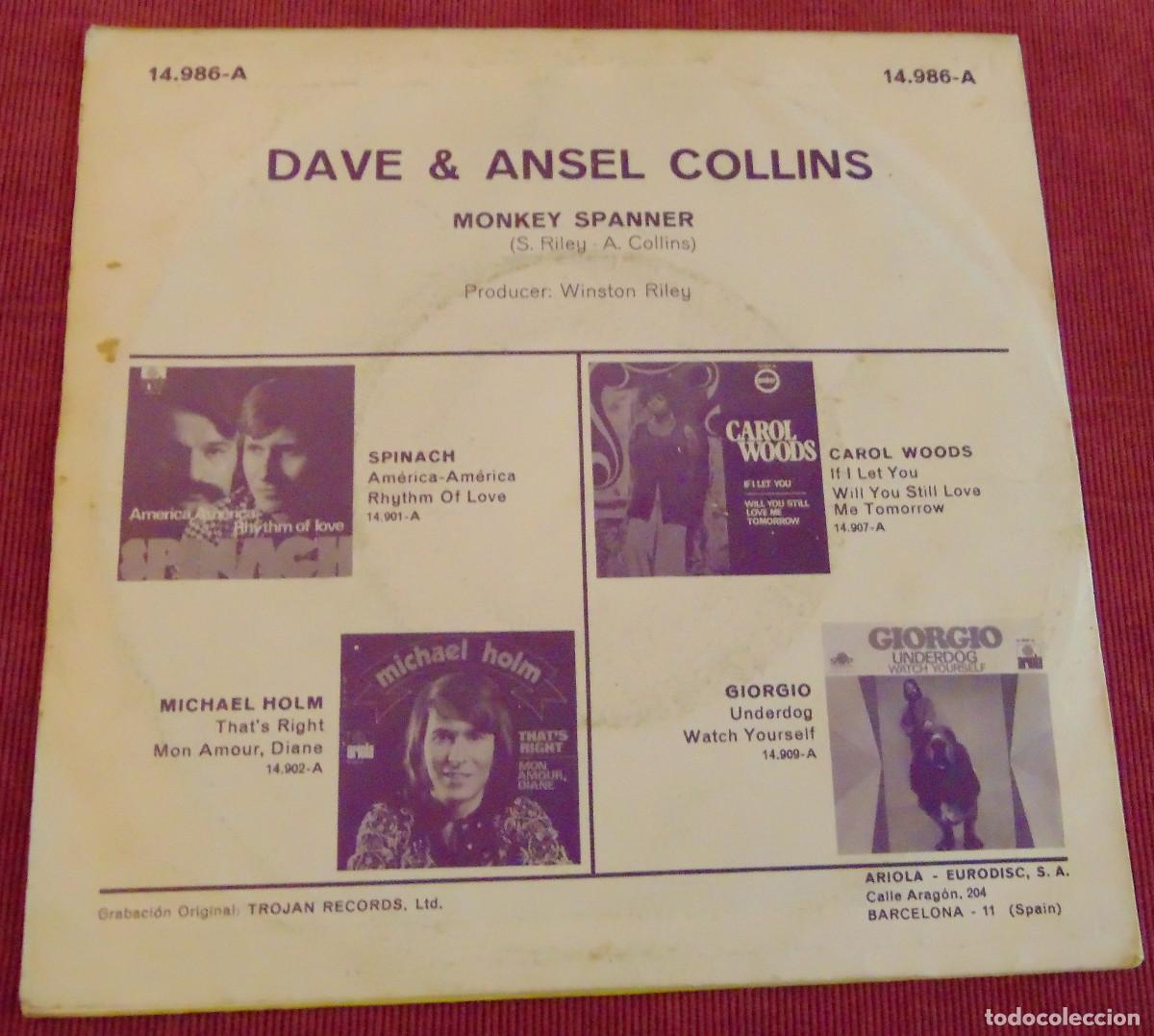 Discos de vinilo: Dave & Ansel Collins &ndash; Monkey Spanner - SINGLE 1971 - Foto 2