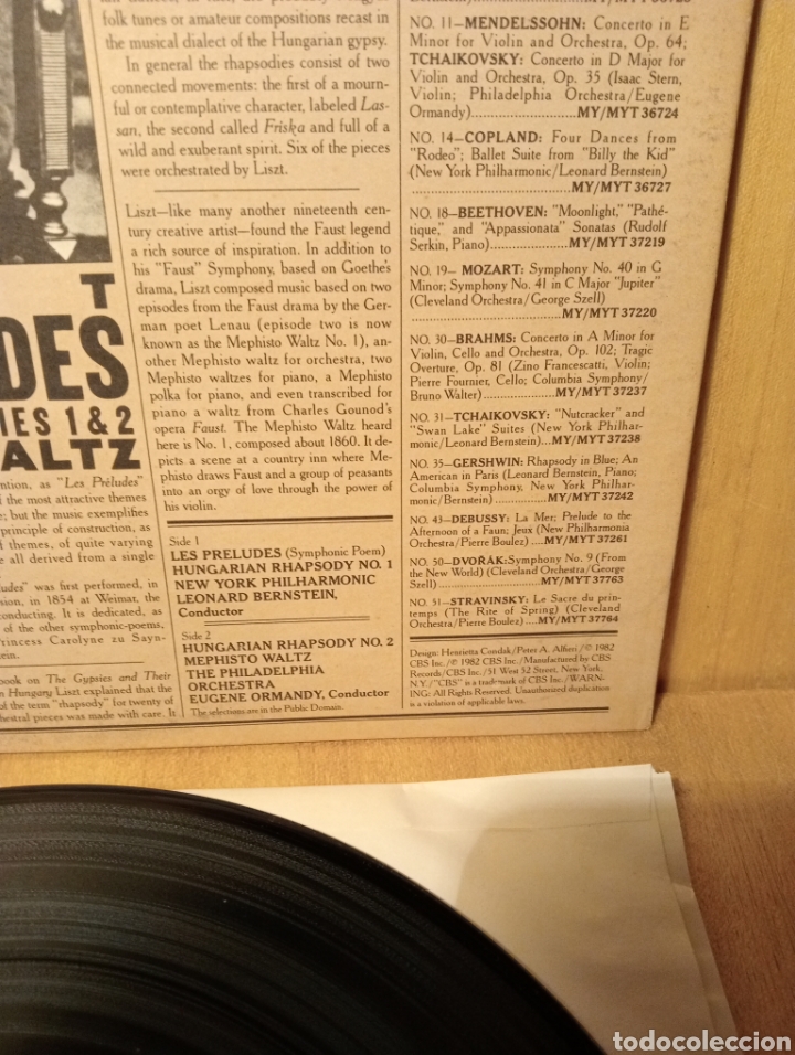 Discos de vinilo: Liszt. Preludios. Etc. Bernstein. Ormandy. A&ntilde;o 1982. Edici&oacute;n USA. - Foto 3