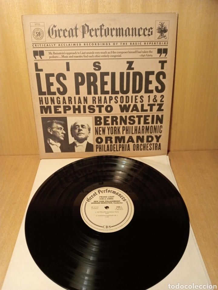 Discos de vinilo: Liszt. Preludios. Etc. Bernstein. Ormandy. A&ntilde;o 1982. Edici&oacute;n USA. - Foto 1