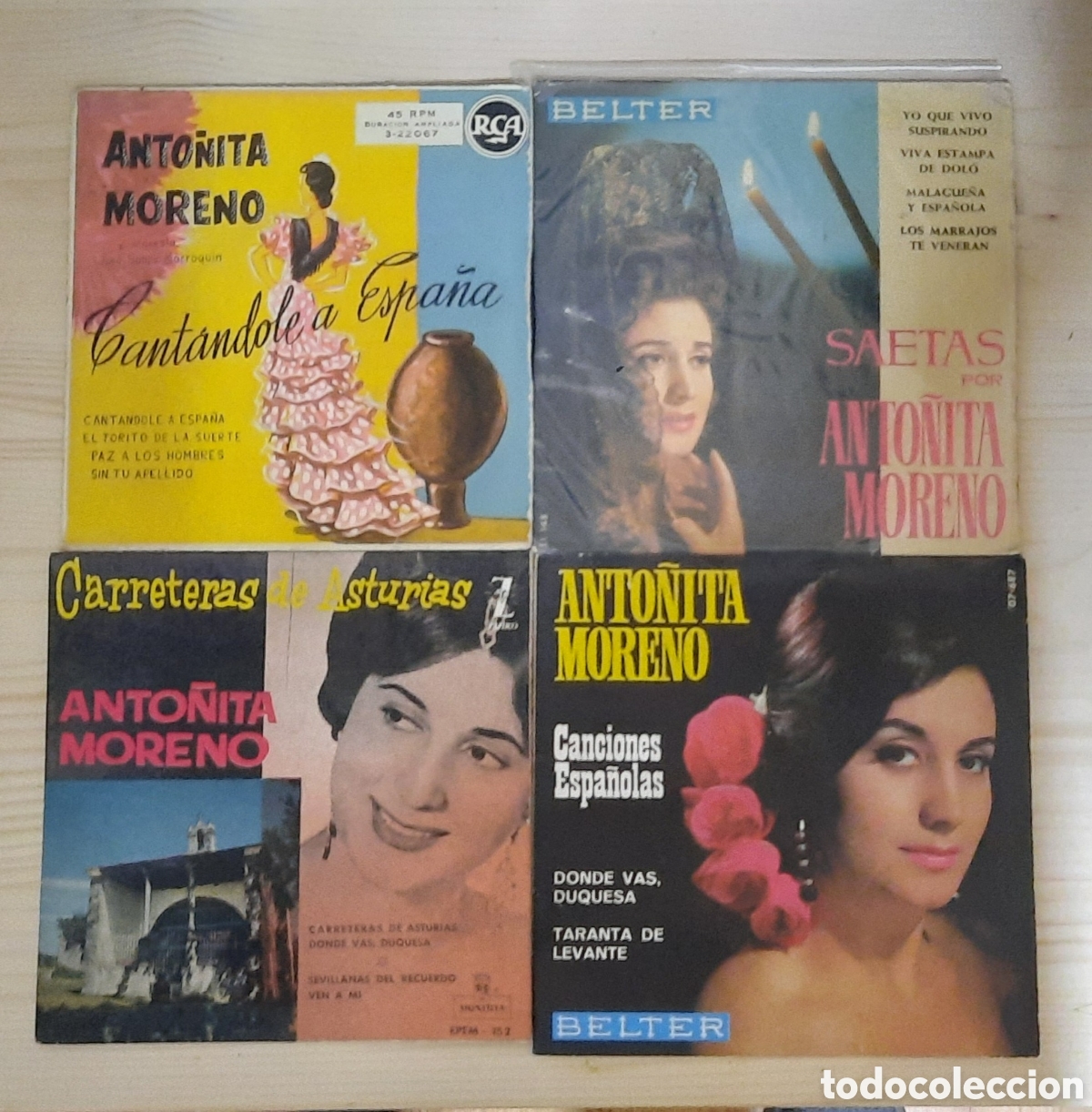 Discos de vinilo: 4 SINGLES / ANTO&Ntilde;ITA MORENO - Foto 1