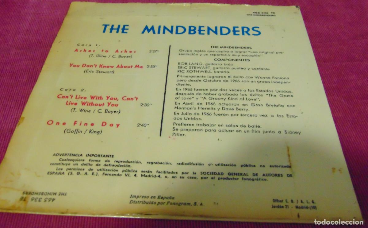 Discos de vinilo: The Mindbenders - ASHES TO ASHES - + 3 - EP 1966 - Foto 2