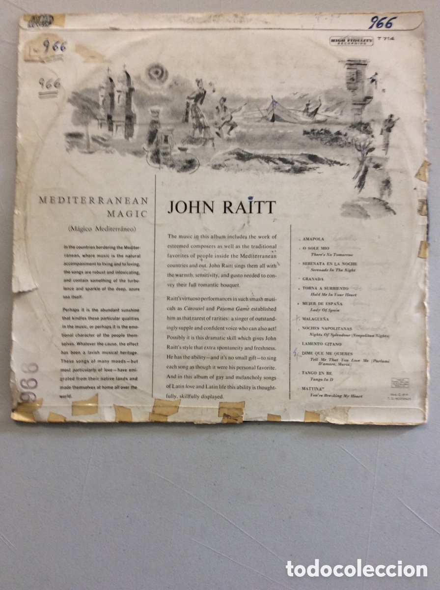 Discos de vinilo: John Raitt. Mediterranean magic. - Foto 2