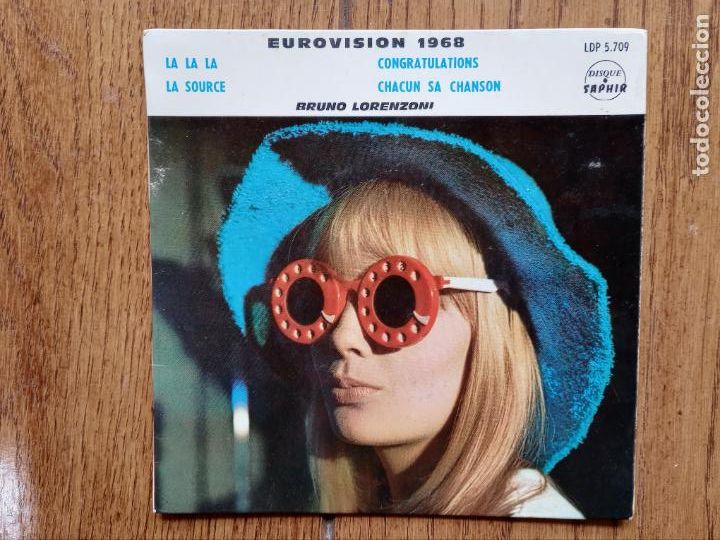 Discos de vinilo: Bruno Lorenzoni - Eurovisi&oacute;n 1968- la la la + la source + congratulations + chacun sa chanson - Foto 1