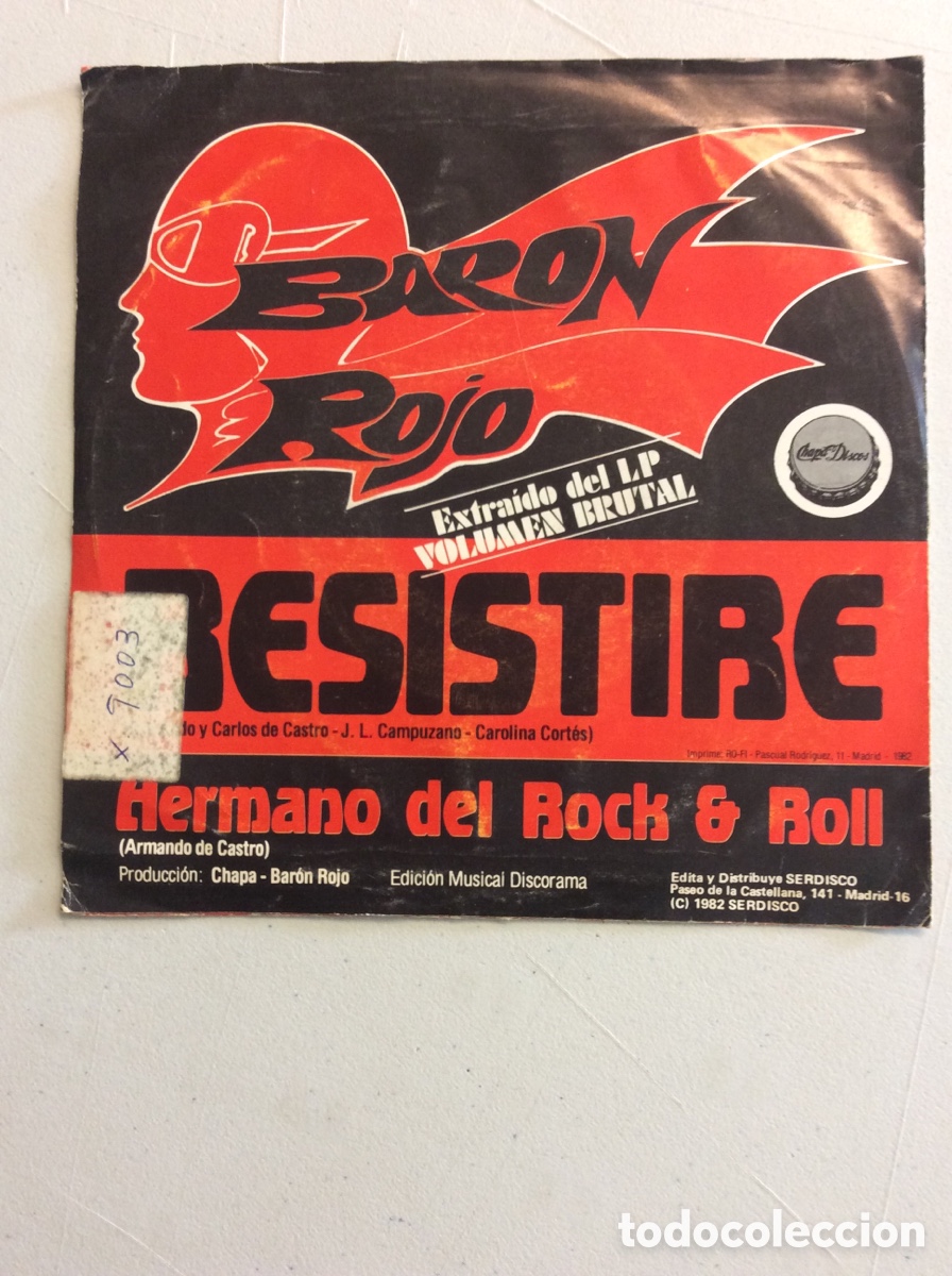 Discos de vinilo: Bar&oacute;n Rojo. Resistir&eacute;. Hermano del rock & roll. - Foto 2