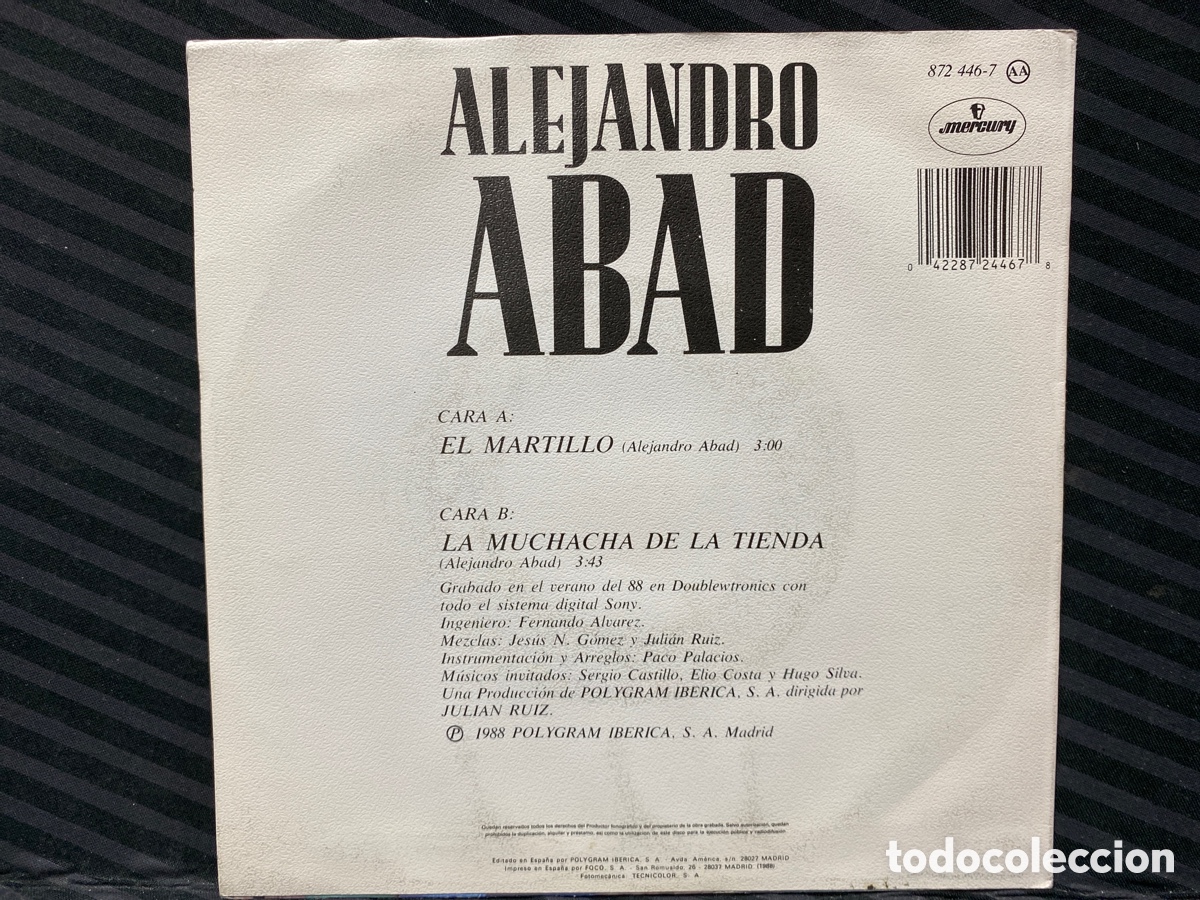 Discos de vinilo: Alejandro Abad - El Martillo (7&rdquo;, Single) - Foto 2