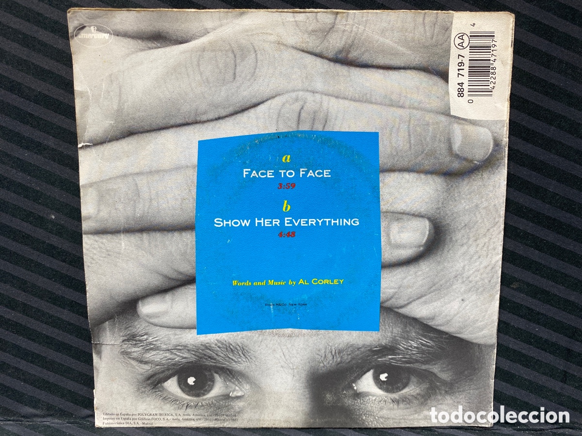 Discos de vinilo: Al Corley - Face To Face = Cara A Cara (7&rdquo;, Single) - Foto 2