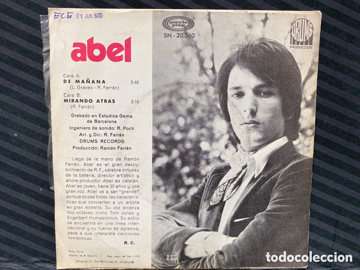 Discos de vinilo: Abel - De Ma&ntilde;ana / Mirando Atras (7&rdquo;, Single) - Foto 2
