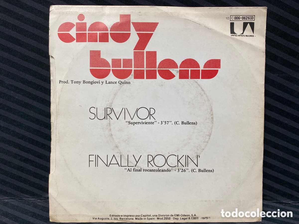 Discos de vinilo: Cindy Bullens - Survivor (7&rdquo;) - Foto 2