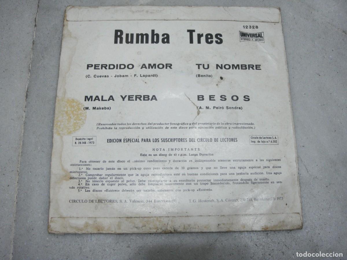 Discos de vinilo: SINGLE RUMBA TRES. PERDIDO AMOR - Foto 2
