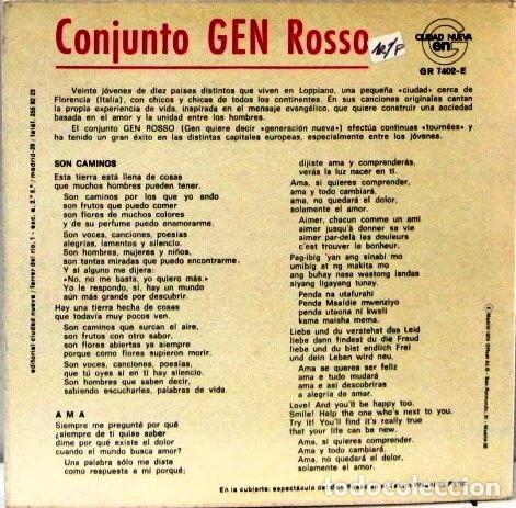 Discos de vinilo: CONJUNTO GEN ROSSO - SON CAMINOS - AMA - SINGLE - Foto 2