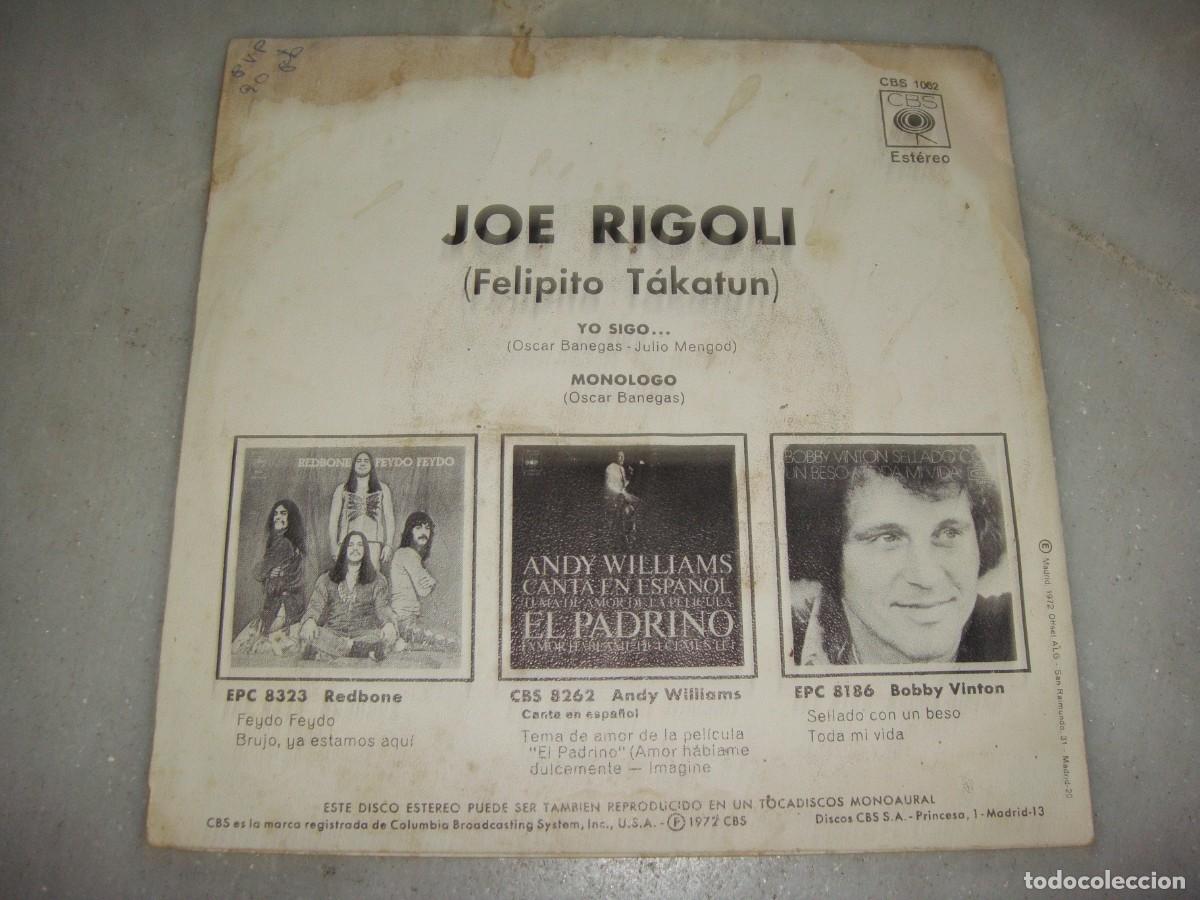 Discos de vinilo: SINGLE. JOE RIGOLI. - Foto 2