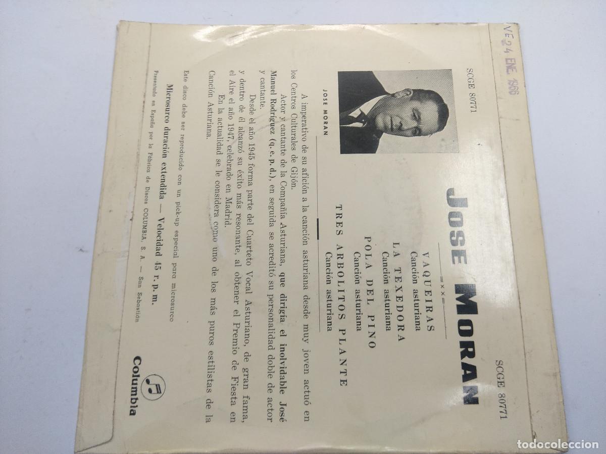 Discos de vinilo: JOSE MORAN/VAQUEIRAS-LA TEXEDORA/SINGLE. - Foto 3