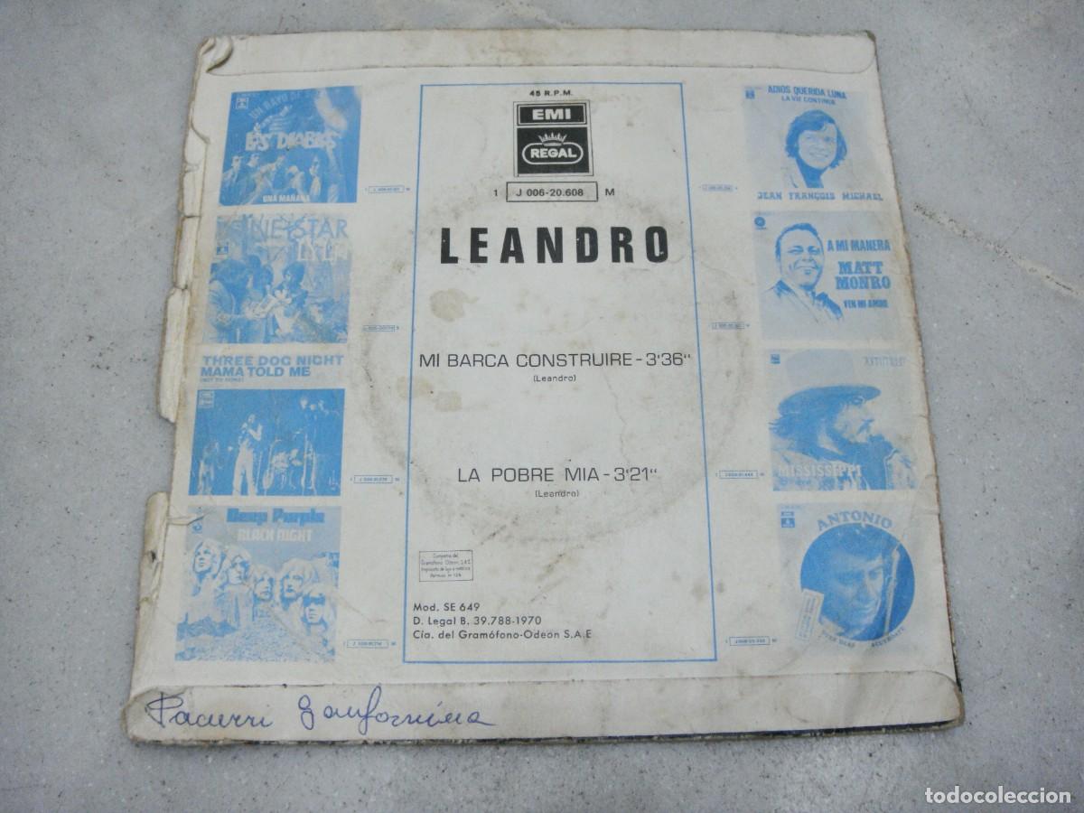 Discos de vinilo: Single. LEANDRO. Mi barca reconstruire. La pobre mia. - Foto 2