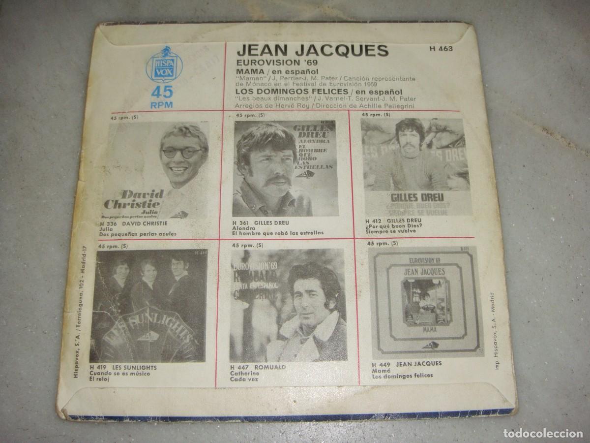 Discos de vinilo: Single. JEAN JACQUES. EUROVISI&Oacute;N 69 - Foto 2