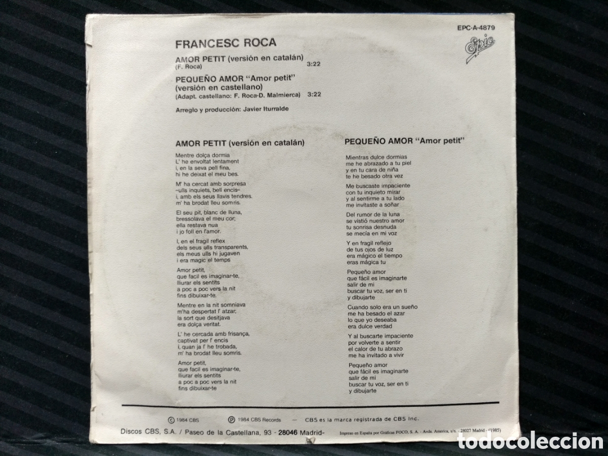 Discos de vinilo: Francesc Roca - Amor Petit (7&rdquo;, S/Sided, Single, Promo) - Foto 2