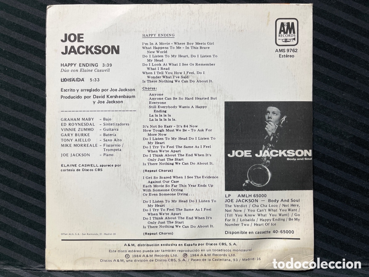 Discos de vinilo: Joe Jackson - Happy Ending (7&rdquo;, S/Sided, Single, Promo) - Foto 2