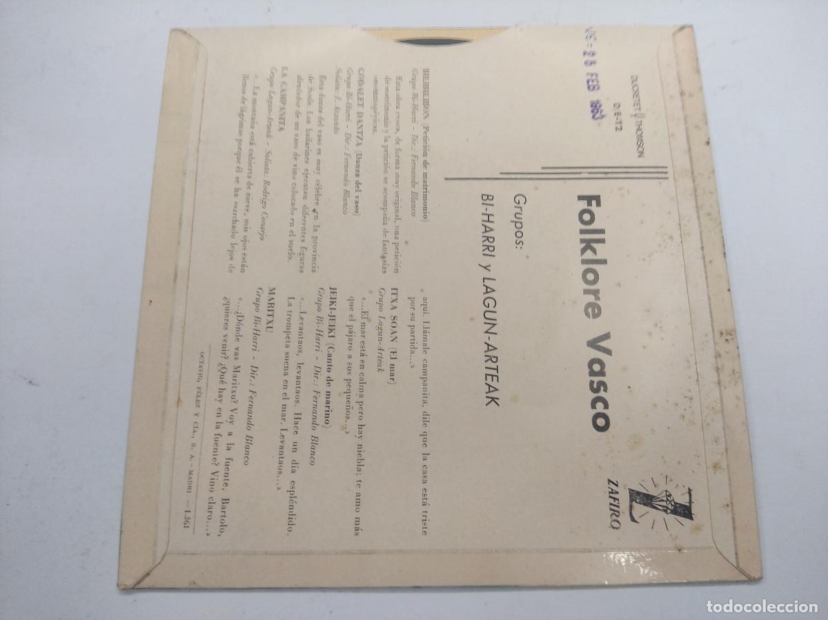 Discos de vinilo: FOLKLORE VASCO/BI-HARRI Y LAGUN ARTEAK/SINGLE. - Foto 3
