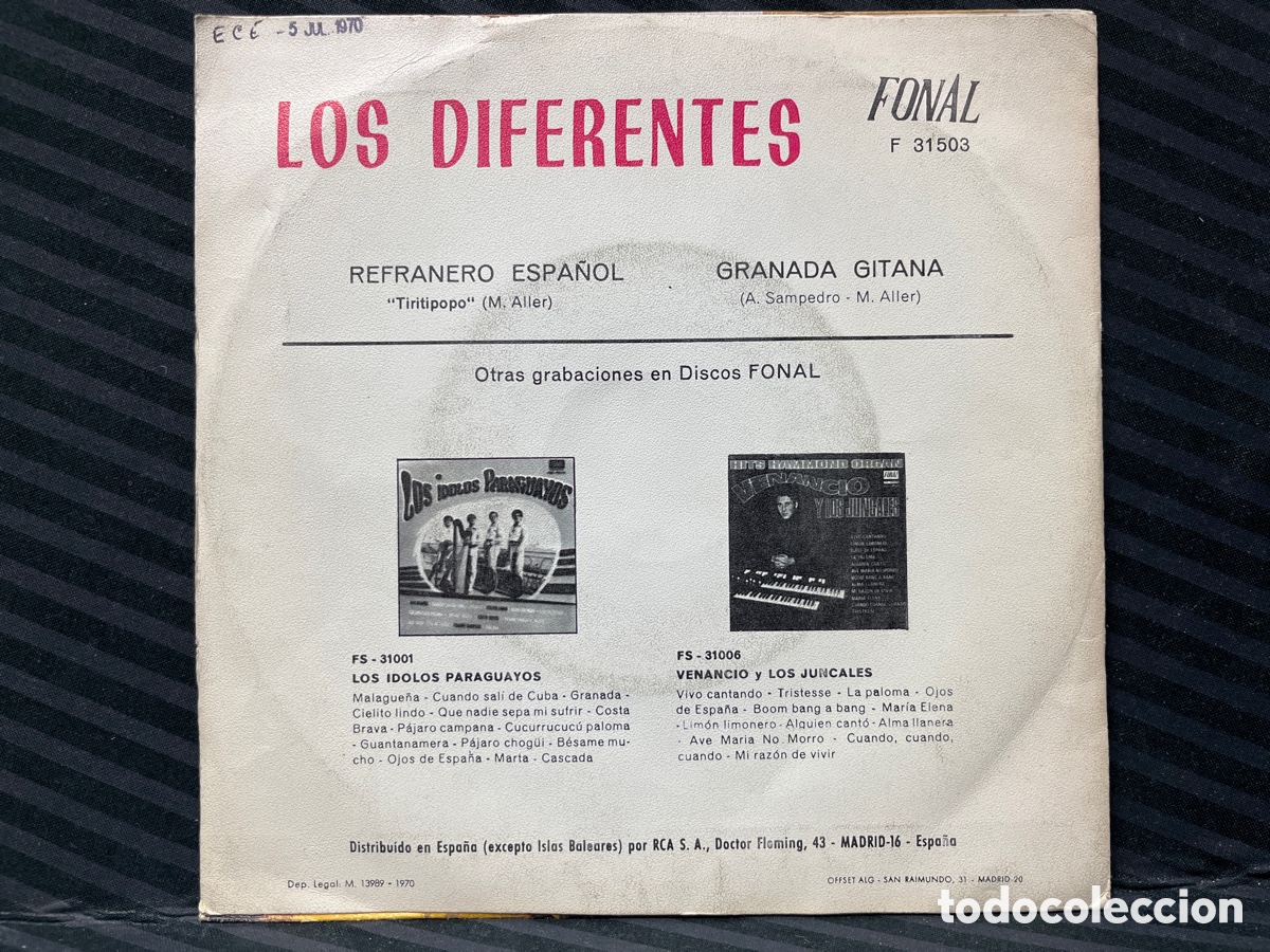 Discos de vinilo: Los Diferentes - Refranero Espa&ntilde;ol / Granada Gitana (7&rdquo;, Single, Promo) - Foto 2