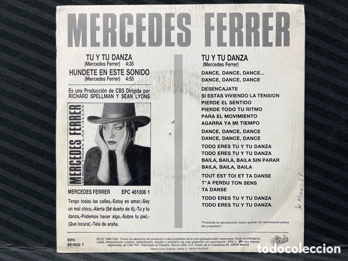 Discos de vinilo: Mercedes Ferrer - T&uacute; Y T&uacute; Danza (7&rdquo;, Single) - Foto 2