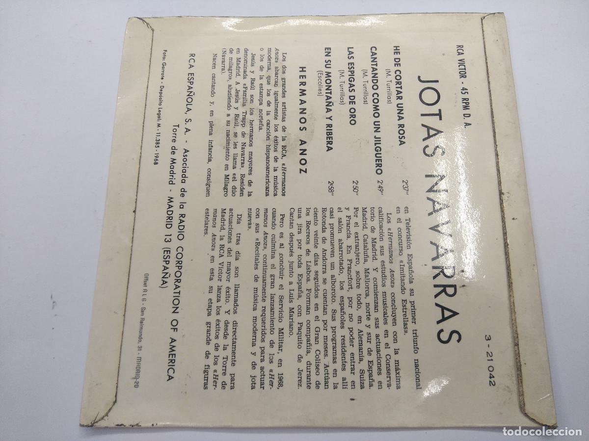 Discos de vinilo: JOTAS NAVARRAS/HERMANOS ANOZ/SINGLE. - Foto 3