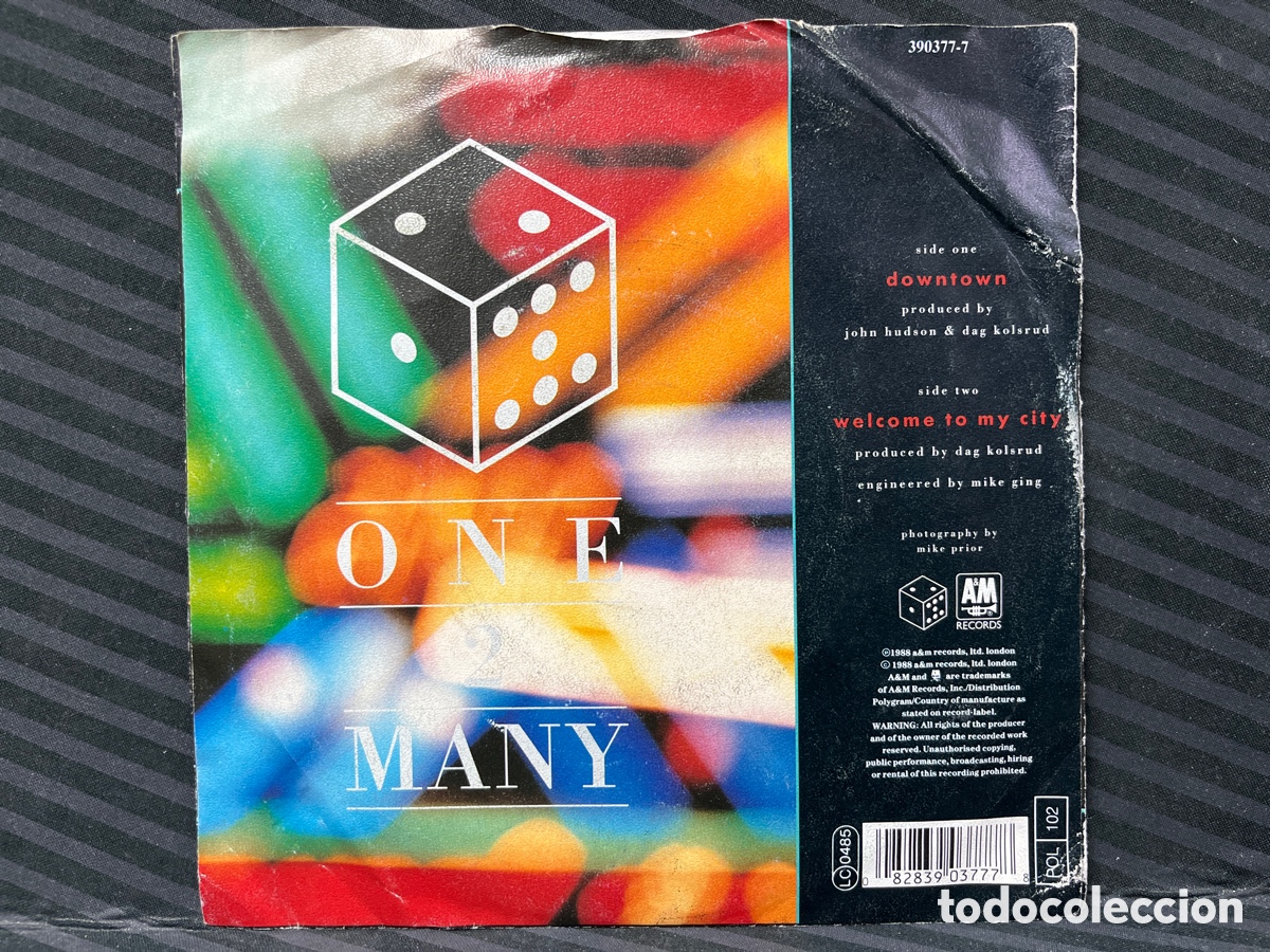 Discos de vinilo: One 2 Many - Downtown (7&rdquo;, Single) - Foto 2