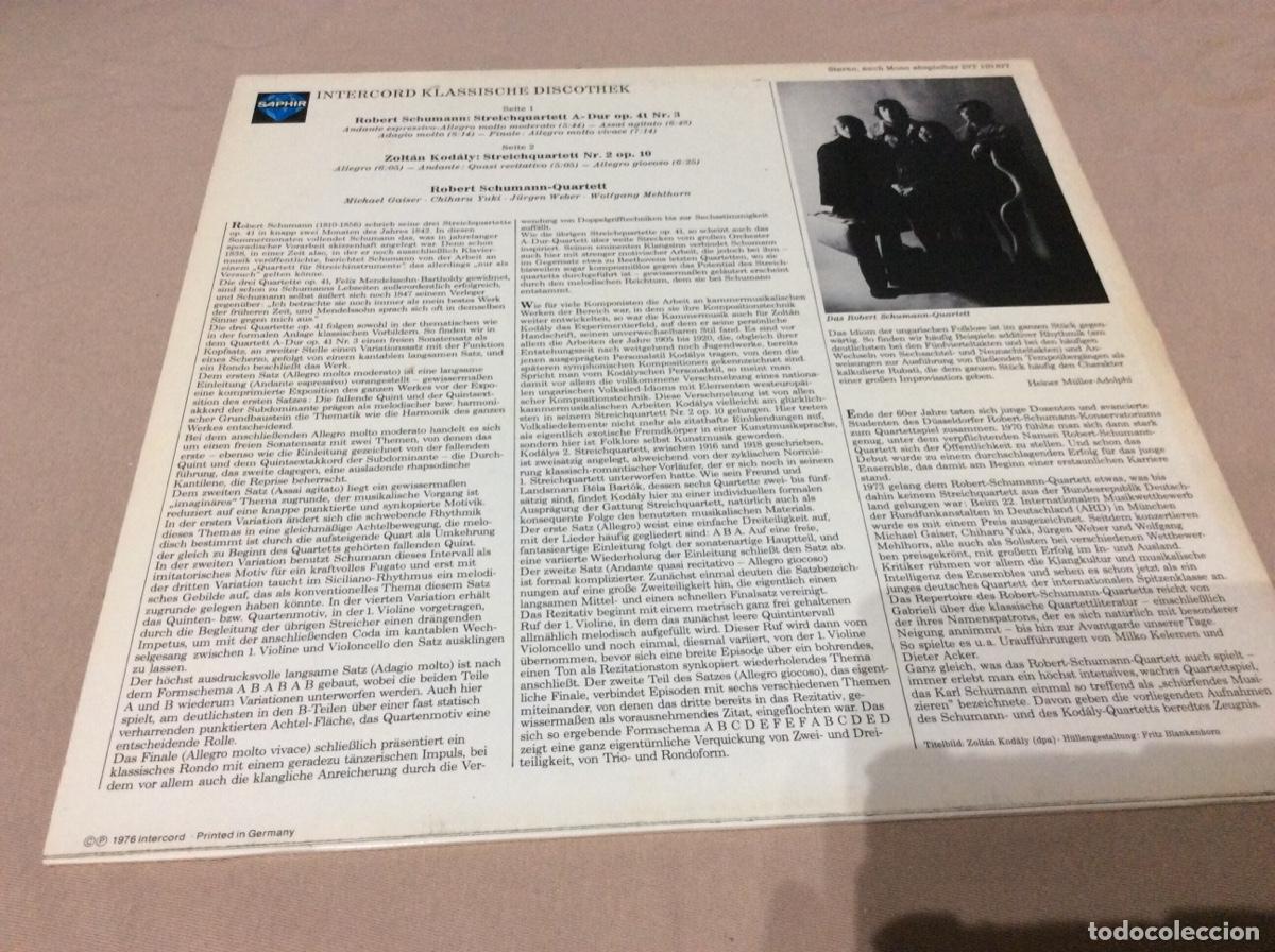 Discos de vinilo: Robert Schumann, Zolt&aacute;n Kod&aacute;ly, Robert Schumann-Quartett - Foto 2