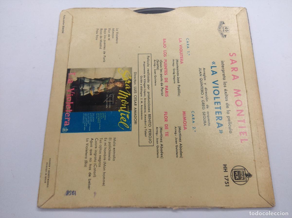 Discos de vinilo: SARA MONTIEL/LA VIOLETERA/SINGLE. - Foto 3