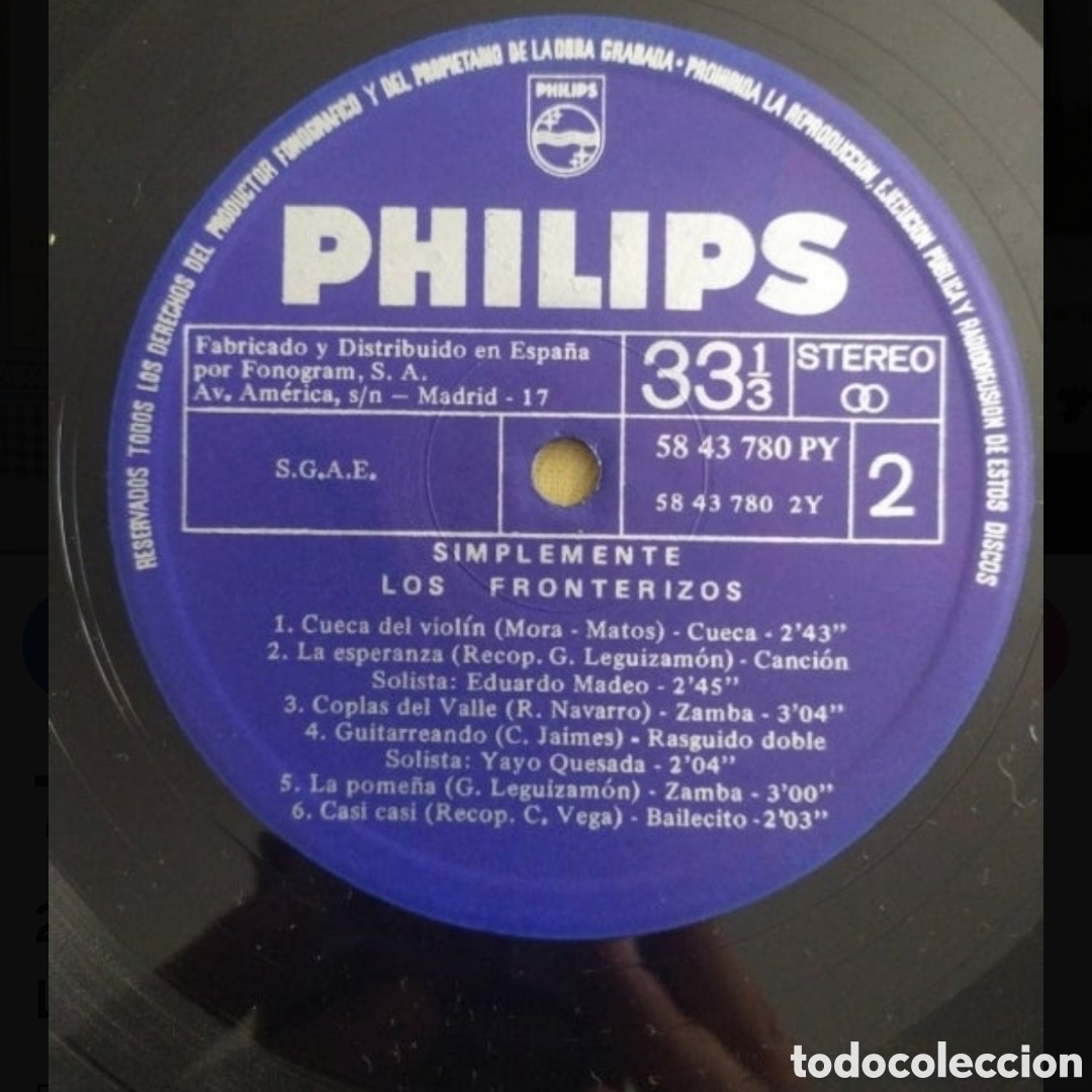 Discos de vinilo: Lp Los Fronterizos. Simplemente Los Fronterizos - Foto 4